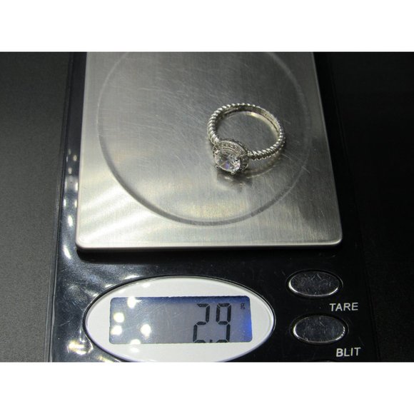 Size 7 Sterling Silver Halo Style CZ Braided Band Ring Vintage Statement - Picture 8 of 8